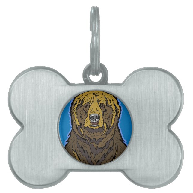 Grizzlybjörn Namnbricka Husdjur (Framsidan)