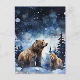 Grizzlybjörn och bebis vykort