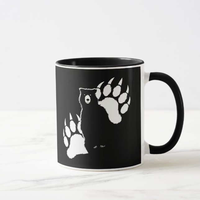 Grizzlybjörn och fotspår Grafisk design Mugg (Höger)