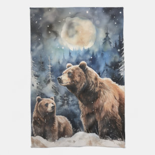 Grizzlybjörn och unge kökshandduk