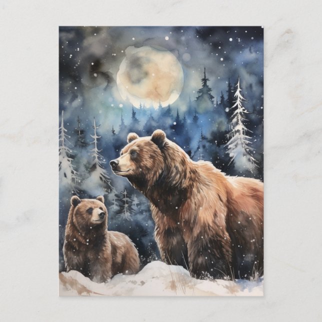 Grizzlybjörn och unge vykort (Framsida)