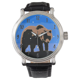 Grizzlybjörn på vintern - Original vilda djur-kons Armbandsur