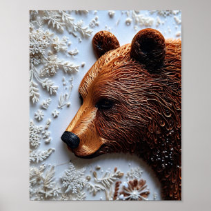 🐻 Grizzlybjörn Papperskonst Natur Vilda Djur Quil Poster