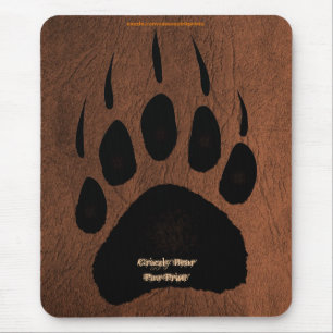Grizzlybjörn Pawprint på Fauxläder Mousepad Musmatta