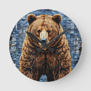 Grizzlybjörn Rund Klocka