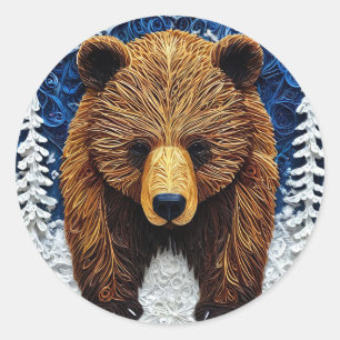 Grizzlybjörn Runt Klistermärke