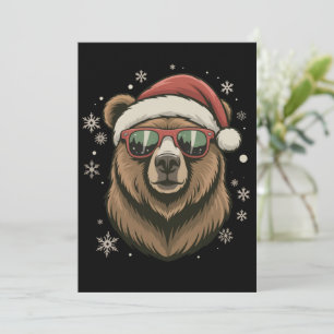 Grizzlybjörn Santa hatt Rolig söt djurälskare Inbjudningar