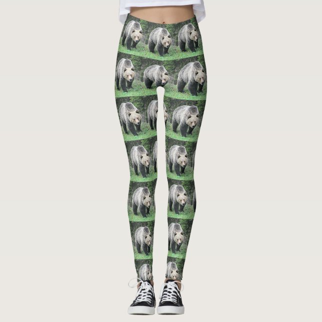 Grizzlybjörn Skogsplattor Design Leggings (Framsida)