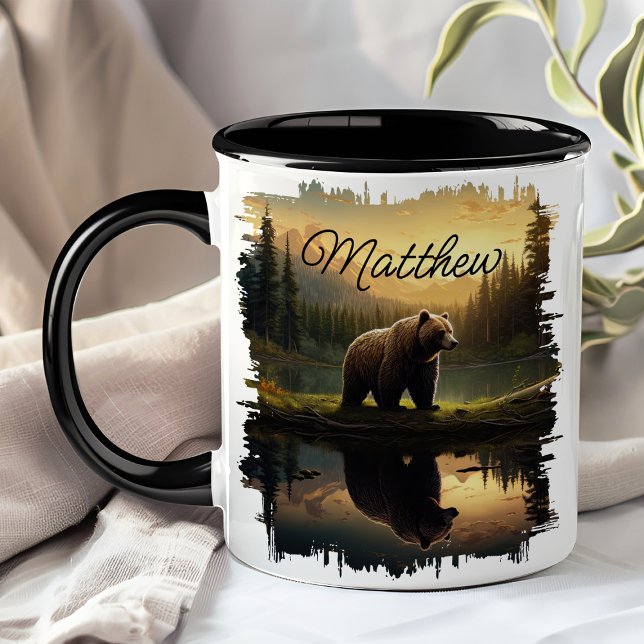 Grizzlybjörn Solnedgång Sjöns Reflektion Mugg (Skapare uppladdad)