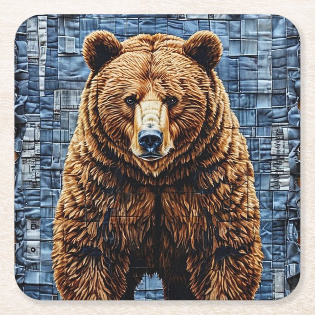 Grizzlybjörn Underlägg Papper Kvadrat (Framsidan)