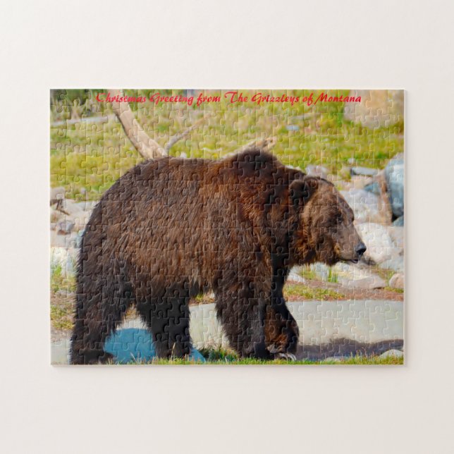 Grizzlybjörnar Montana. Julhälsning Pussel (Horisontell)