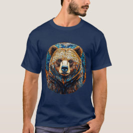 Grizzlybjörnporträtt i en glaskonst t shirt