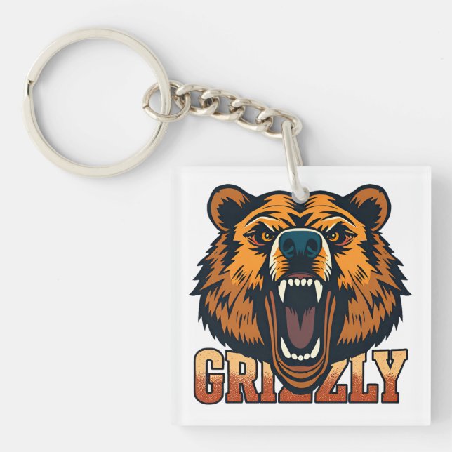 Grizzlybjörnshuvud framhäver kraft (Framsidan)