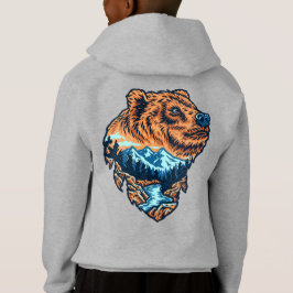 Grizzlybjörnshuvud Siluett Berg Skog Flod T Shirt