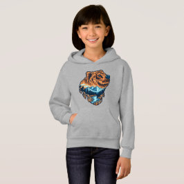 Grizzlybjörnshuvud Siluett Berg Skog Flod T Shirt