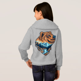 Grizzlybjörnshuvud Siluett Berg Skog Flod T Shirt