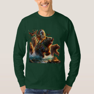 GrizzlyChief Riding Grizzly Bear T Shirt