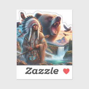 GrizzlyChief Warrior Bear Klistermärken