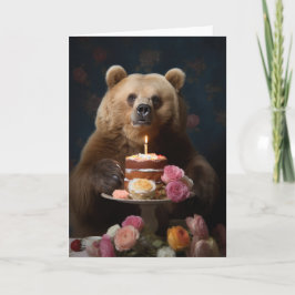 Grizzy Bear med födelsedagskort Tack Kort