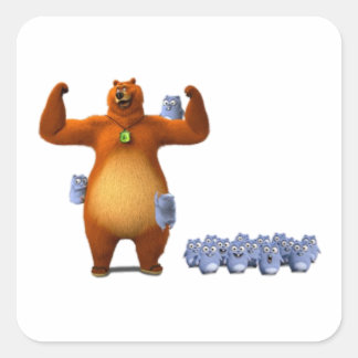 Grizzy och lemming fyrkantigt klistermärke
