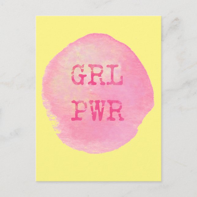 GRL PWR - Fet Gult- och Rosa Typografi Vykort (Framsida)