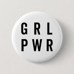 GRL PWR/flicka driver feministiskt citationstecken Knapp