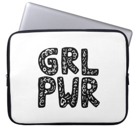 GRL PWR Girl Power Typography Art Laptop Fodral
