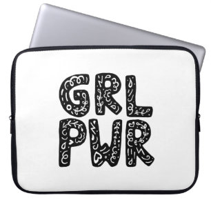 GRL PWR Girl Power Typography Art Laptop Fodral