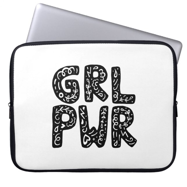 GRL PWR Girl Power Typography Art Laptop Fodral (Framsidan)