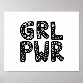 GRL PWR Girl Power Typography Art Poster