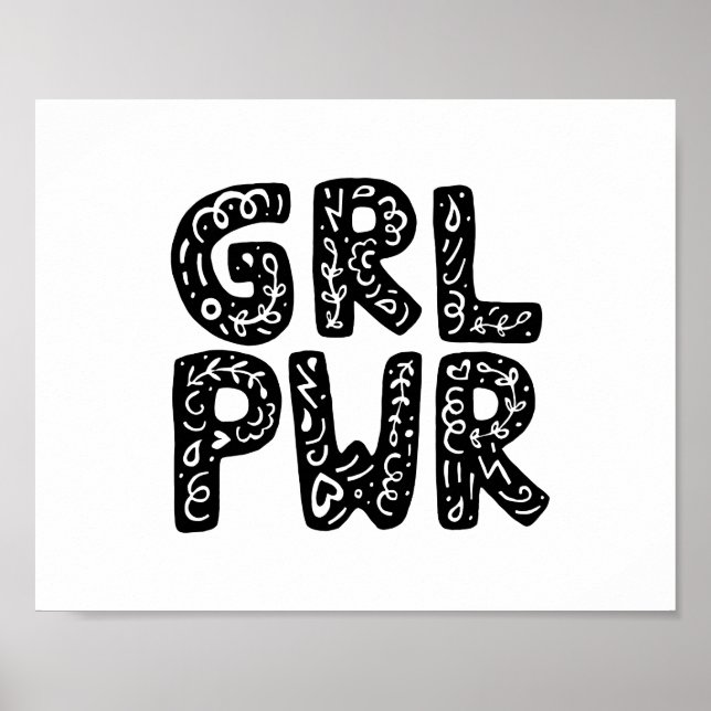 GRL PWR Girl Power Typography Art Poster (Framsidan)