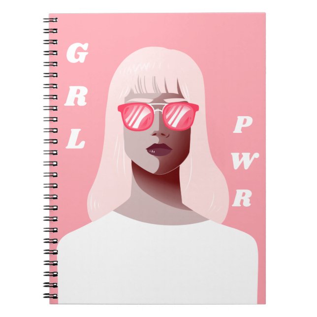 GRL PWR Modern Feminist Illustration Girl Power  Anteckningsbok (Framsidan)