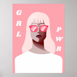 GRL PWR Modern Feminist Illustration Girl Power Poster