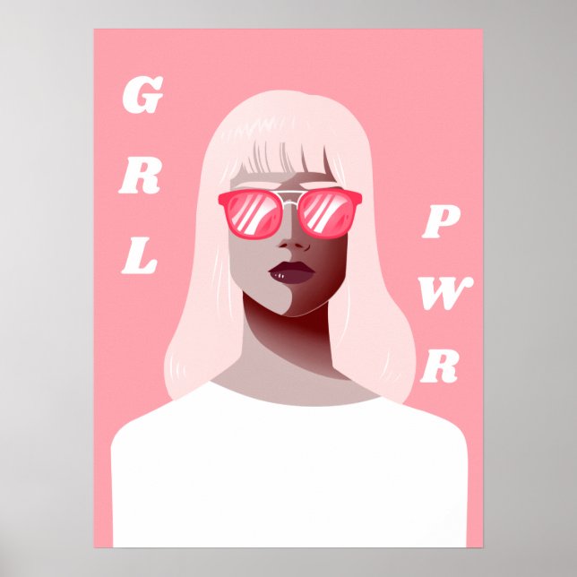 GRL PWR Modern Feminist Illustration Girl Power Poster (Framsidan)