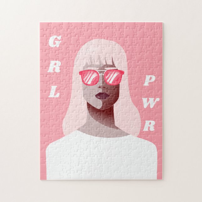GRL PWR Modern Feminist Illustration Girl Power Pussel (Vertikal)