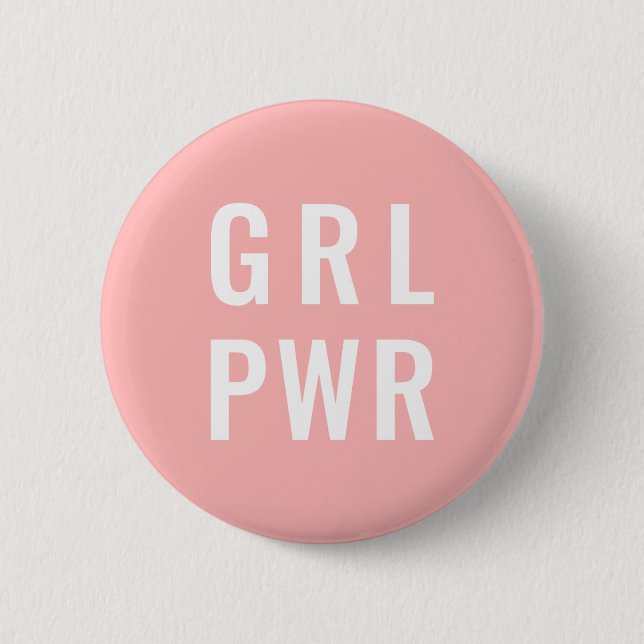 GRL PWR-Rosa, feministisk knapp (Framsida)