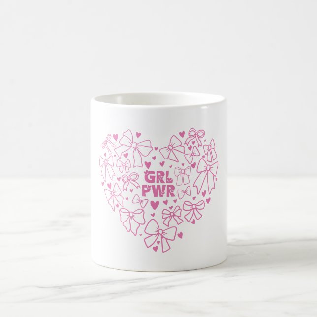 GRL PWR Rosa Ribbon Heart - Kvinnans dag Kaffemugg (Center)