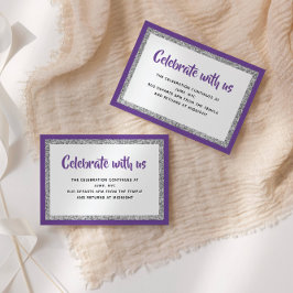 Grlitters Bat mitzvah Lila och Silver-detaljkort Inbjudningar