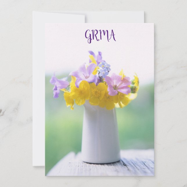 GRMA Irish Language Tack för kortet med blommor (Framsida)