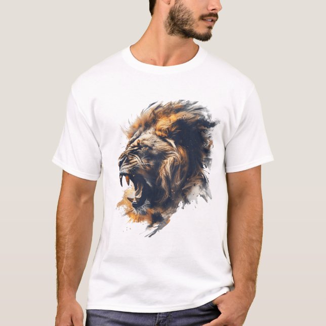 Groaring Majesty - Fierce Lejon Art Design T Shirt (Framsida)