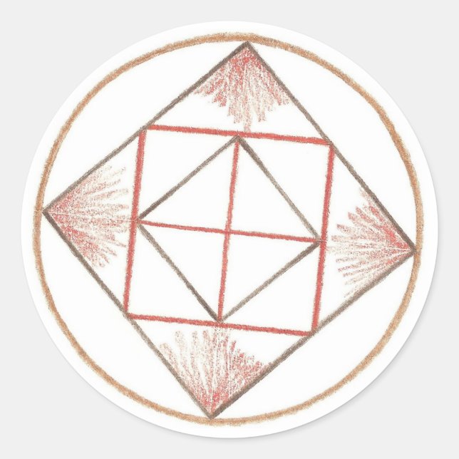 Groavrundning Mandala Runt Klistermärke (Framsida)