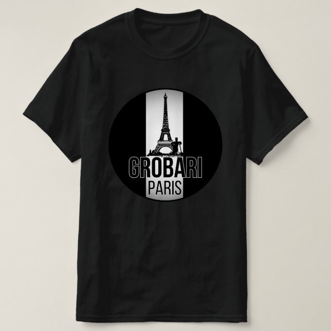 Grobari Paris Eiffeltornet Svart Vitt  T Shirt (Design framsida)