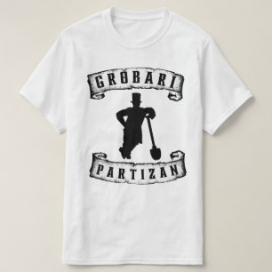 Grobari Partizan Svart Vita Grobar Med Spade  T Shirt