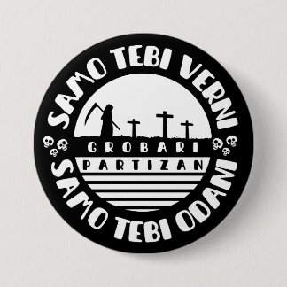 Grobari Partizan Svart Vita  Knapp