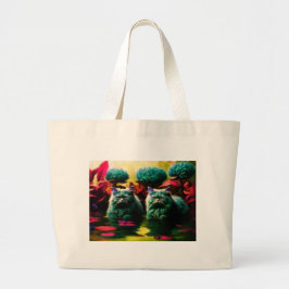 Grocery Bag with Cat Illustration Jumbo Tygkasse
