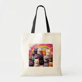 Grocery Bag with Cat Illustration Tygkasse