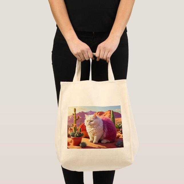 Grocery Bag with Cat Illustration  Tygkasse (Framsida (produkt))
