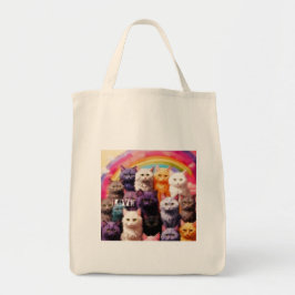 Grocery Bag with Cat Illustration Tygkasse