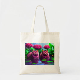 Grocery Bag with Cat Illustration  Tygkasse