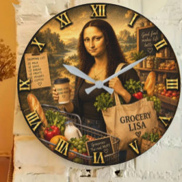 Grocery Funny Mona Lisa Shopping Lover Gift Stor Klocka
